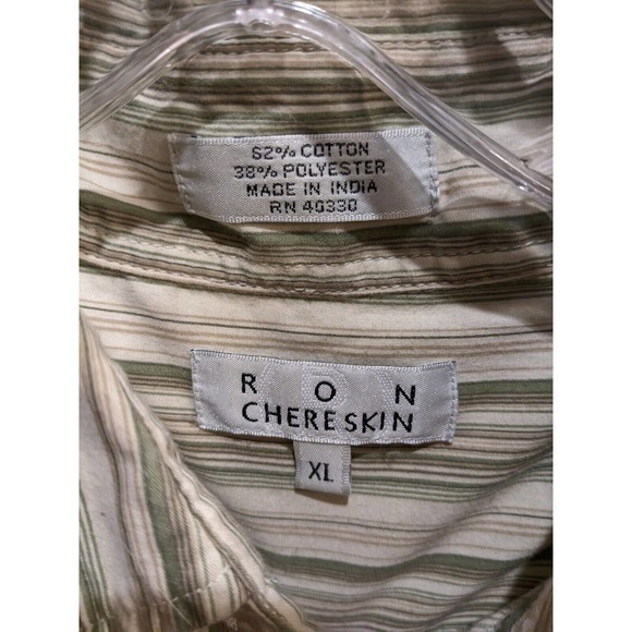 Ron Chereskin Men Button Up Shirt XL Striped‎ Cotton Blend Long Sleeve embroider - Picture 3 of 3
